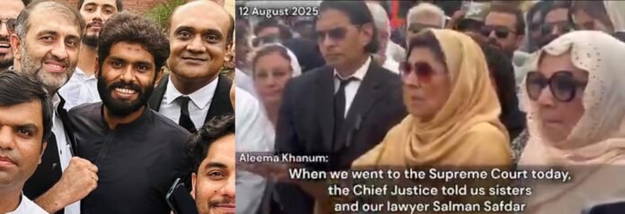 Haider Majeed (Right). Aleema Khan talking to media. X images