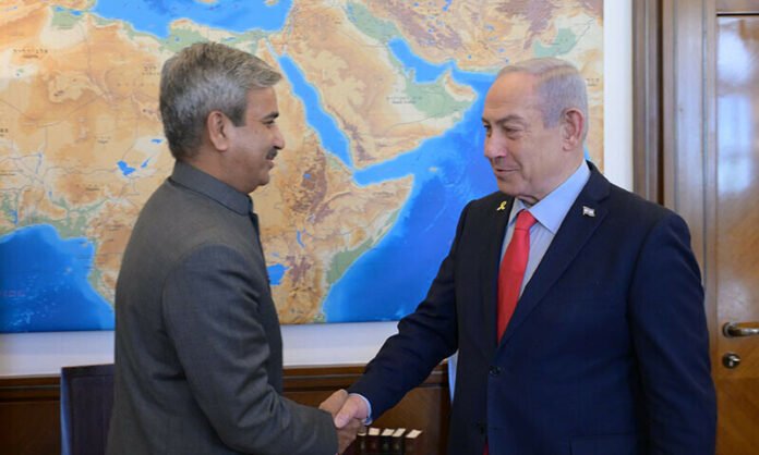 Israeli PM Netanyahu meets Indian ambassador JP Singh
