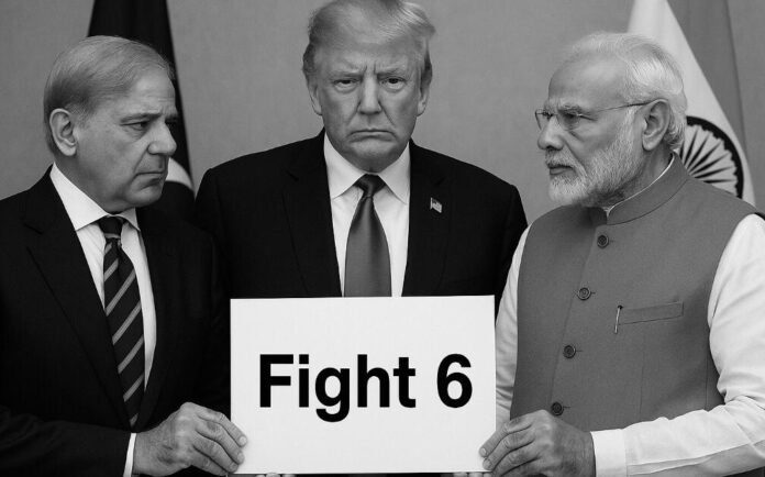 An Image of PM Modi, PM Shehbaz and President Trump