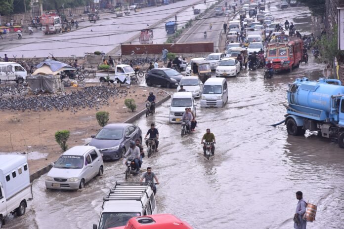 Monsoon rains cause urban flooding in parts of Pakistan.