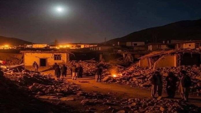Collapsed village and rubble in Afghanistan following earthquake on Sunday midnight, as shown in image released by Bakhtar News Agency.