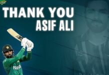 PCB Image showing Thank You Asif Ali as he announces retirement