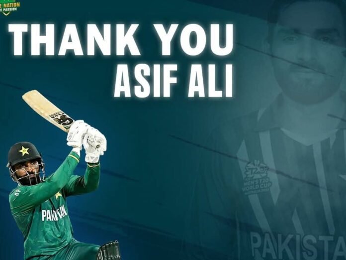 PCB Image showing Thank You Asif Ali as he announces retirement
