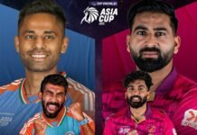 Picture shows India and UAE skippers and key players-ACC