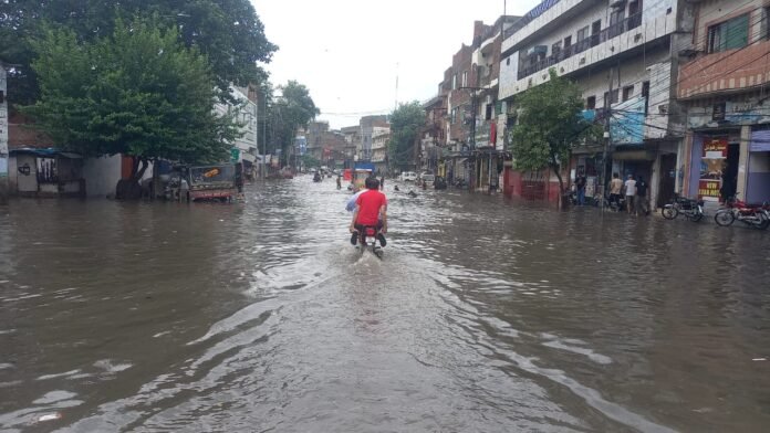 Picture shows Urban flooding in Lahore after heavy monsoon rains