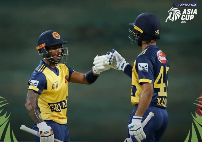 Picture shows Sri Lanka batters come together during match winning partnership-ACC