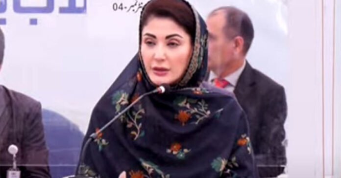 Punjab Chief Minister Maryam Nawaz speaking at the launch of the flood relief program in Dipalpur, Okara.