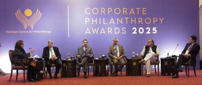 The image shows experts at panel discussion at Corporate Philanthropy Award 2025-PCP