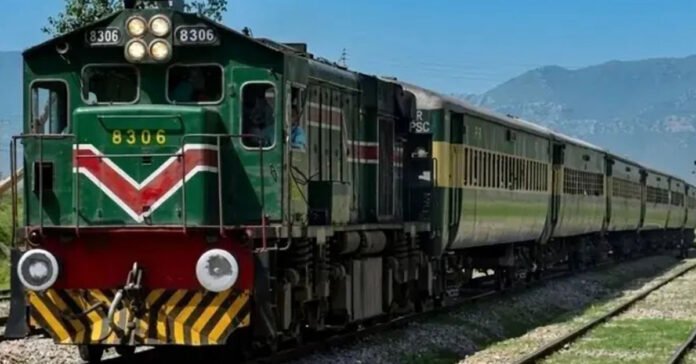 Image shows a train of Pakistan Railways