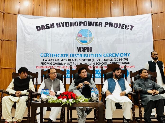 Commissioner Hazara Division Fayyaz Ali Shah attends ceremony to award certificate among Lady Health Visitors.
